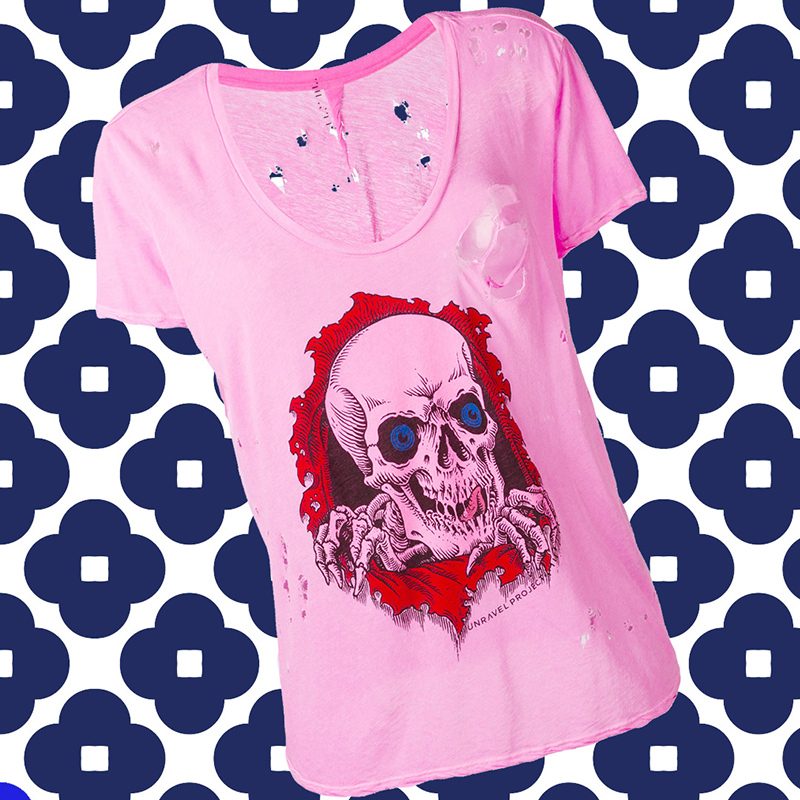 pink t shirt skateboard