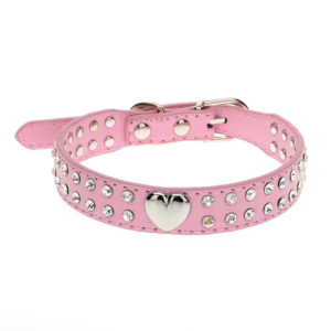 pink heart dog collar